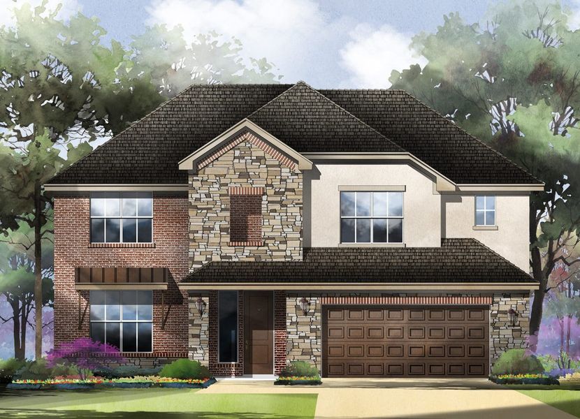 Castell Floor Plan in Parmer Ranch 60', Georgetown | Sitterle Homes Elevation A Castell Floor Plan in Parmer Ranch 60', Georgetown | Sitterle Homes Elevation A
