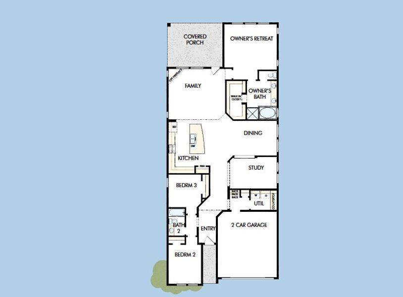 2D floor plan layout for the The Columbus by David Weekley Homes in Elyson 45', Katy, TX (Image 4).