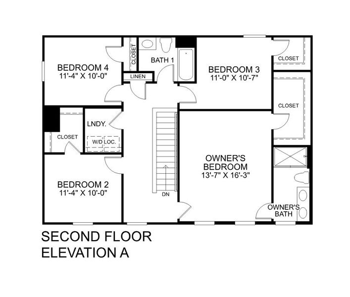 2D floor plan layout for the Cedar by Ryan Homes in St. Andrews, Winston, GA (Image 3).