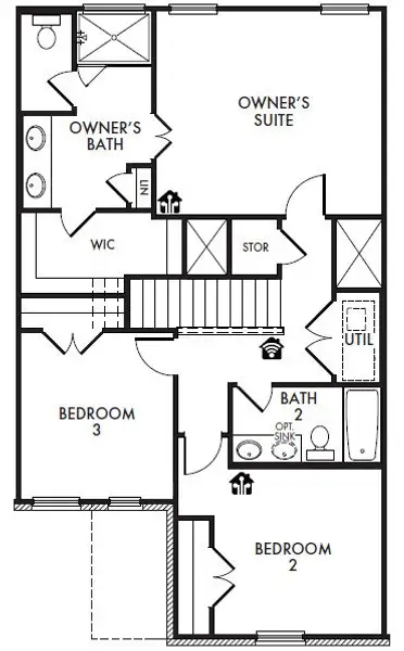 2D floor plan layout for the Amber by Impression Homes in Sereno Oaks, Dallas, TX (Image 3). 2D floor plan layout for the Amber by Impression Homes in Sereno Oaks, Dallas, TX (Image 3).