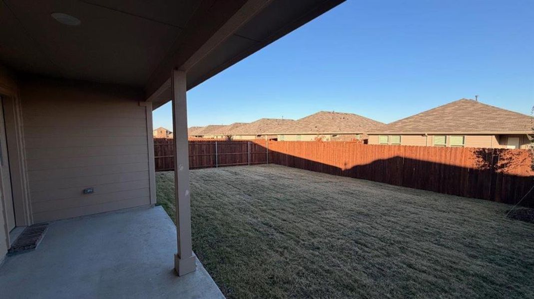 Backyard- All Home and community information, including pricing, included features, terms, availability and amenities, are subject to change at any time without notice or obligation. All Drawings, pictures, photographs, video, square footages, floor plans, elevations, features, colors and sizes are approximate for illustration purposes only and will vary from the homes as built.