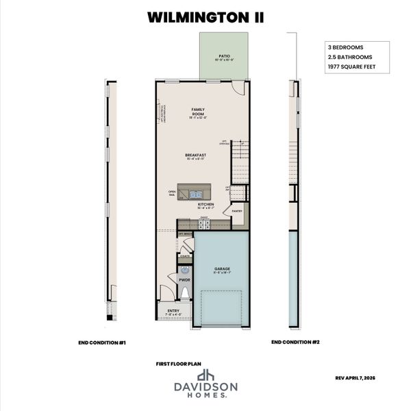 2D floor plan layout for the The Wilmington II A by Davidson Homes LLC in Townes at North Main, Lillington, NC (Image 3). 2D floor plan layout for the The Wilmington II A by Davidson Homes LLC in Townes at North Main, Lillington, NC (Image 3).