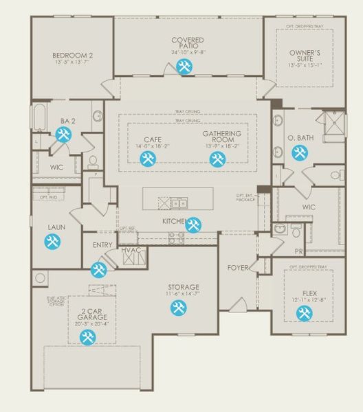 2D floor plan layout for the Stardom by Del Webb in Del Webb Point Hope, Charleston, SC (Image 4). 2D floor plan layout for the Stardom by Del Webb in Del Webb Point Hope, Charleston, SC (Image 4).