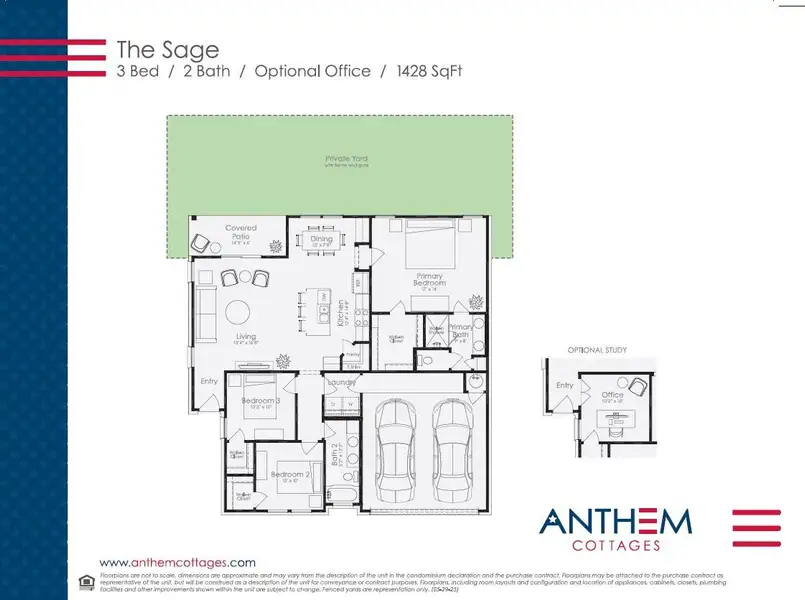 2D floor plan layout of this home in Anthem Cottages, Kyle, TX (Image 3).