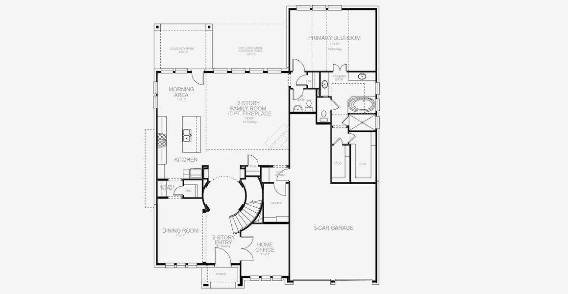 2D floor plan layout for the 3398W by Perry Homes in Katy Court 65', Katy, TX (Image 4).