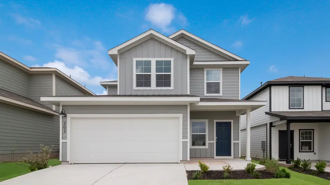 Representative exterior photo of a completed home built from the The Hanna by D.R. Horton in Wayside, Uhland, TX (Image 1). Representative exterior photo of a completed home built from the The Hanna by D.R. Horton in Wayside, Uhland, TX (Image 1).