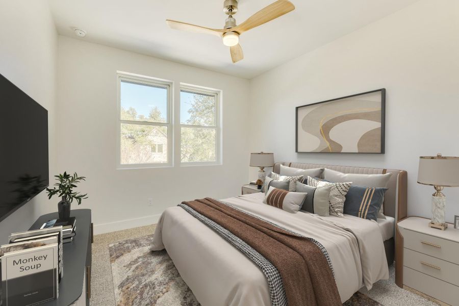 Virtually staged photo of Bedroom #2.  Furniture might not be to scale.