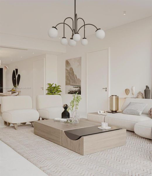 Furnished interior view inside a new home in Aston Martin Residences, Miami (Image 6). Furnished interior view inside a new home in Aston Martin Residences, Miami (Image 6).