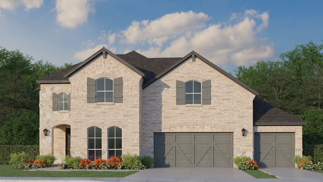 Plan 1687 Elevation A with Stone & 3 Car Garage Plan 1687 Elevation A with Stone & 3 Car Garage