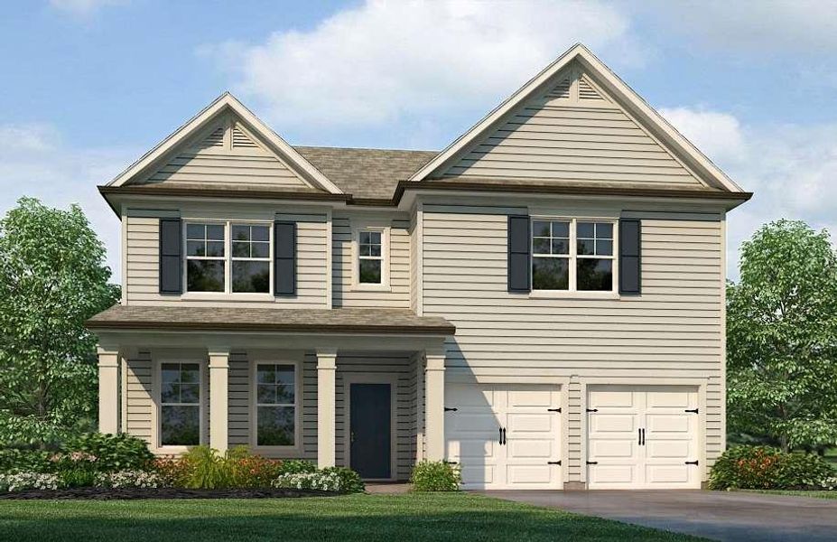 Front exterior of a new home in Hillbrooke Preserve, Conyers, GA, highlighting curb appeal (Image 2).