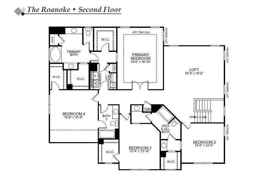2D floor plan layout for the Roanoke by Eastwood Homes in Arbordale Reserve, Elgin, SC (Image 5).