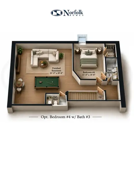 2D floor plan layout for the The Abington by Norfolk Homes in Offsite Builds Southern Michigan, Ann Arbor, MI (Image 7).