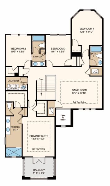 2D floor plan layout of this home in Hammock at Two Rivers, Zephyrhills, FL (Image 6).