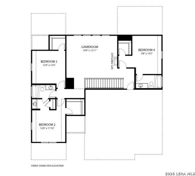 2D floor plan layout of this home in Legacy at Lake Dunlap, New Braunfels, TX (Image 3).