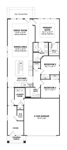 2D floor plan layout for the Blueberry Ash by K. Hovnanian® Homes in Oakberry Trails, Waller, TX (Image 3). 2D floor plan layout for the Blueberry Ash by K. Hovnanian® Homes in Oakberry Trails, Waller, TX (Image 3).