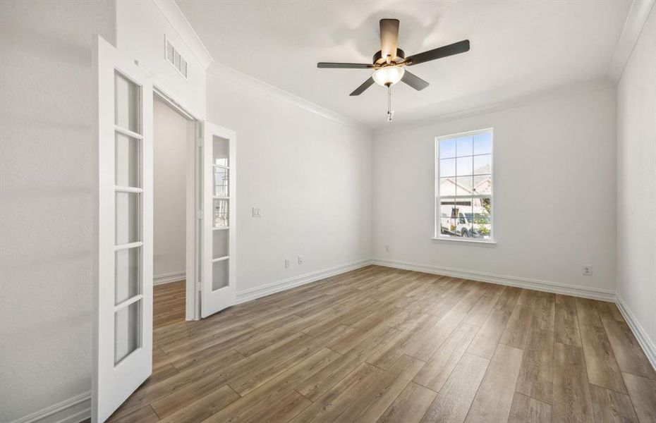 Elegant study with French doors *real home pictured