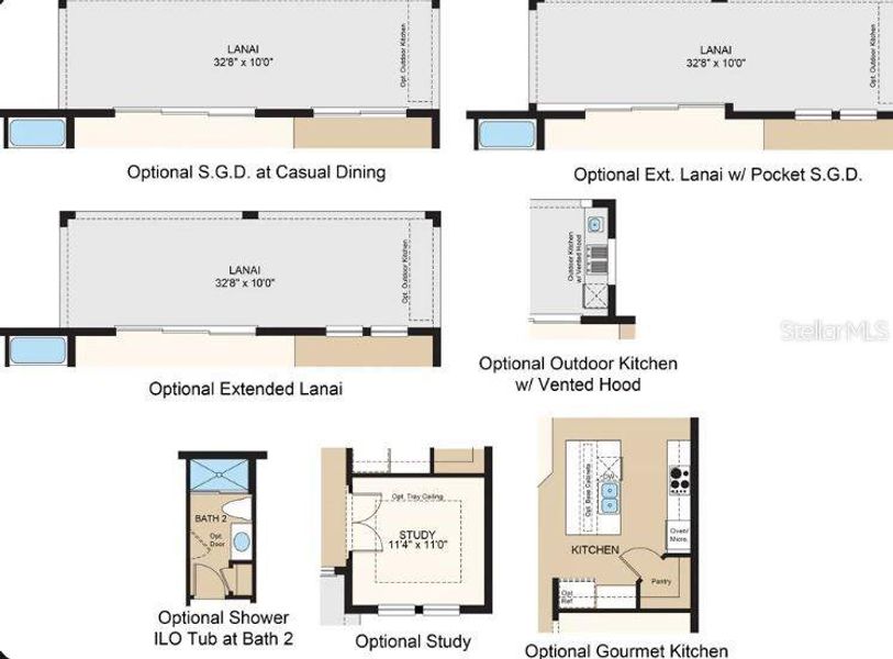 Structural options added include: Gourmet kitchen, study in place of formal dining, shower at main level bathroom, pocket sliding glass door at gathering room, and covered extended lanai.