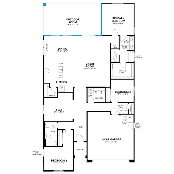 Floor 1: Outdoor Room Extension Option