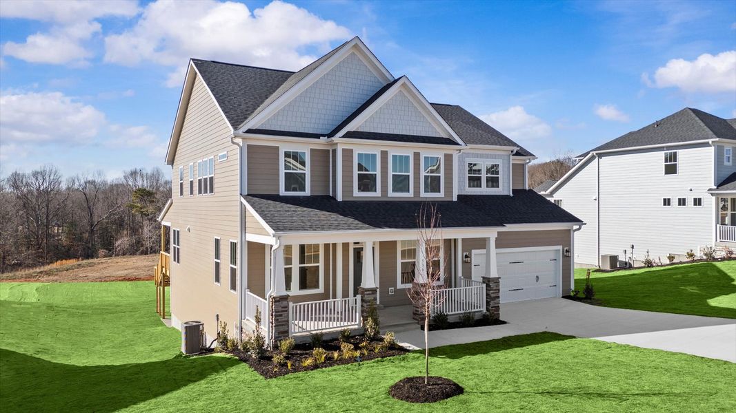 Front exterior of a new home in Pinebrook, Woodruff, SC, highlighting curb appeal (Image 20).