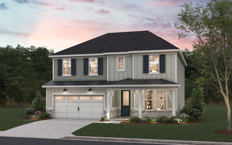 Representative exterior photo of a completed home built from the Vanderlyn by Pulte Homes in Everhour, Newnan, GA (Image 11).