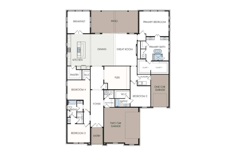 2D floor plan layout for the Emory 6136 by GFO Home in Highland Crossing, Celina, TX (Image 3).