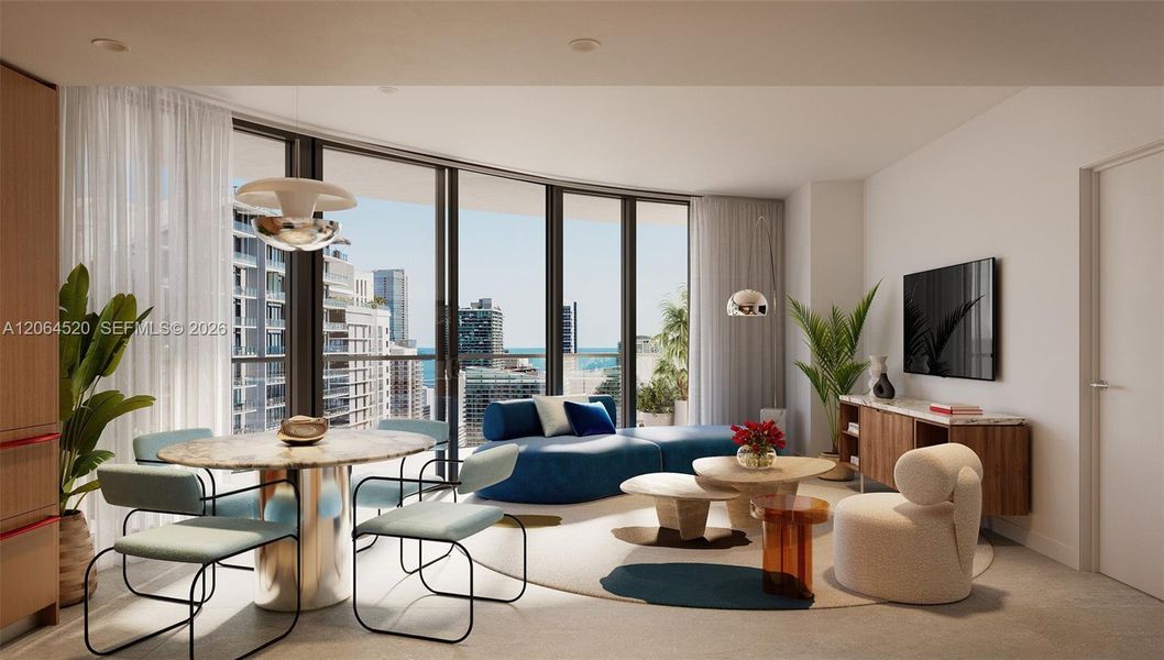 Furnished interior view inside a new home in , Miami (Image 6).