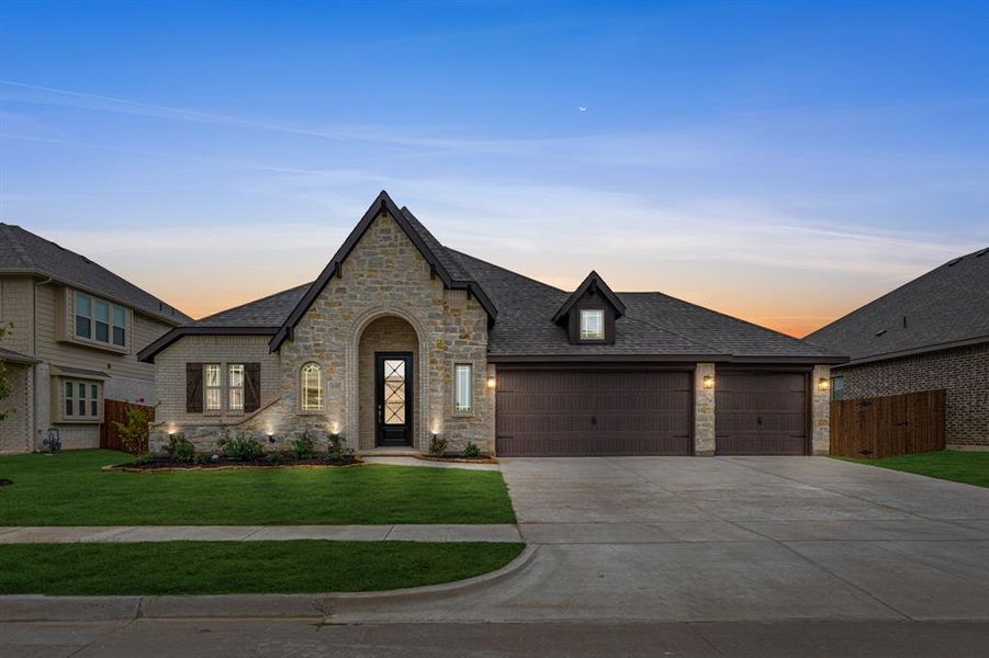 Front exterior of a new home in Hampton Park, Glenn Heights, TX, highlighting curb appeal (Image 24).