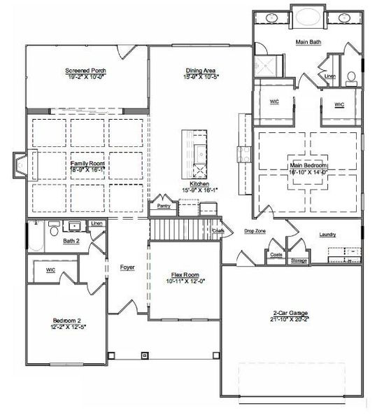 2D floor plan layout of this home in Brighton Park, Mount Pleasant, NC (Image 6). 2D floor plan layout of this home in Brighton Park, Mount Pleasant, NC (Image 6).