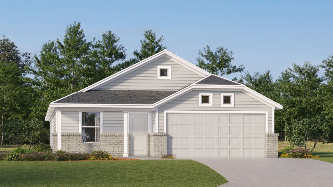 Front exterior of a new home in Preserve at Honey Creek: Watermill Collection, McKinney, TX, highlighting curb appeal (Image 1). Front exterior of a new home in Preserve at Honey Creek: Watermill Collection, McKinney, TX, highlighting curb appeal (Image 1).