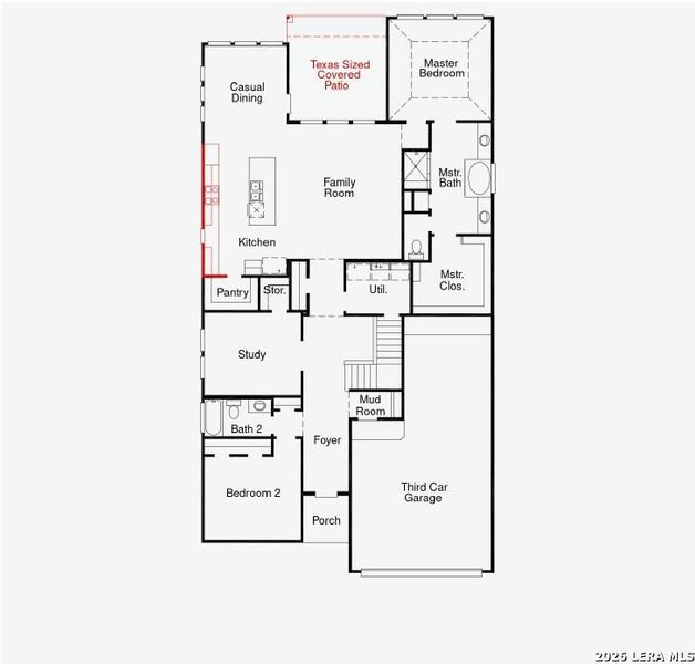 2D floor plan layout of this home in Ladera, San Antonio, TX (Image 3).