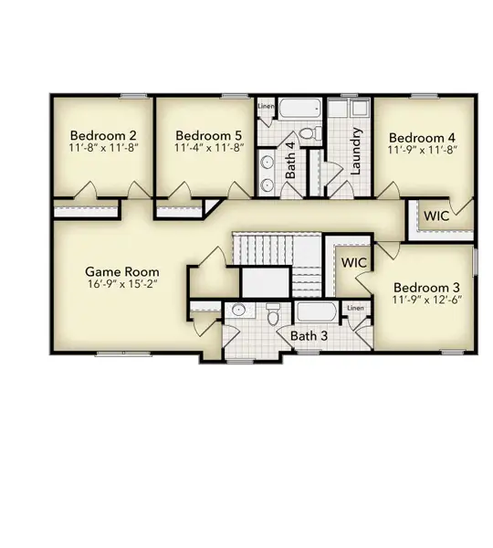 2D floor plan layout for the 2705 by Adams Homes in Winding Oaks, Weeki Wachee, FL (Image 4).