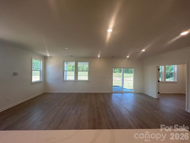 Kitchen overlooking living area. Kitchen overlooking living area.