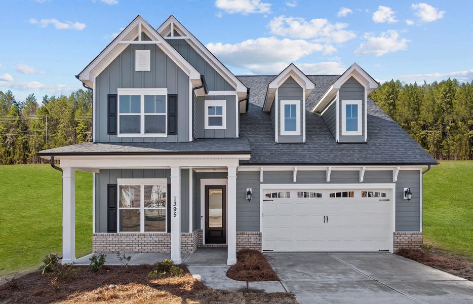 Representative exterior photo of a completed home built from the Bethpage by Greybrook Homes in Shepherds Trace, Clover, SC (Image 2). Representative exterior photo of a completed home built from the Bethpage by Greybrook Homes in Shepherds Trace, Clover, SC (Image 2).