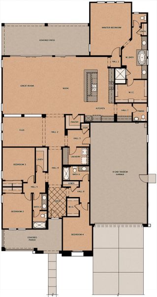 2D floor plan layout for the Pineapple by Fulton Homes in Fields at Barney Farms, Queen Creek, AZ (Image 3).