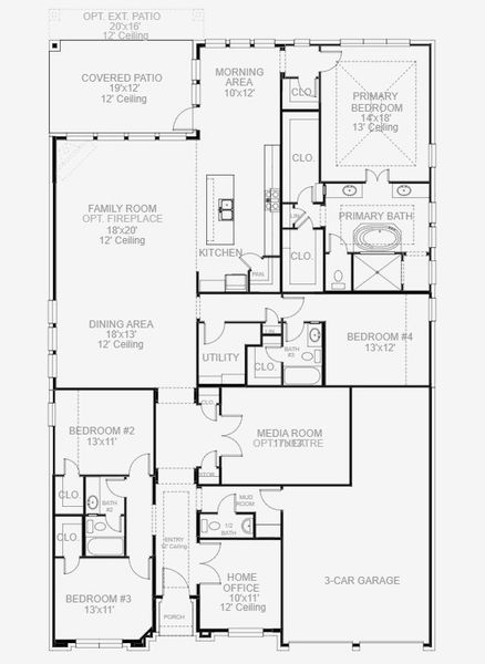 2D floor plan layout for the 3112W by Perry Homes in Two Step Farm 60', Montgomery, TX (Image 4). 2D floor plan layout for the 3112W by Perry Homes in Two Step Farm 60', Montgomery, TX (Image 4).