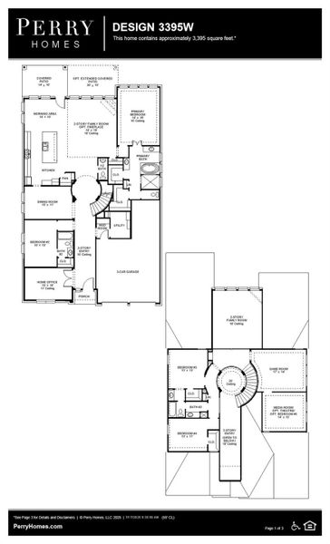 2D floor plan layout of this home in Bridgeland 55', Cypress, TX (Image 3).