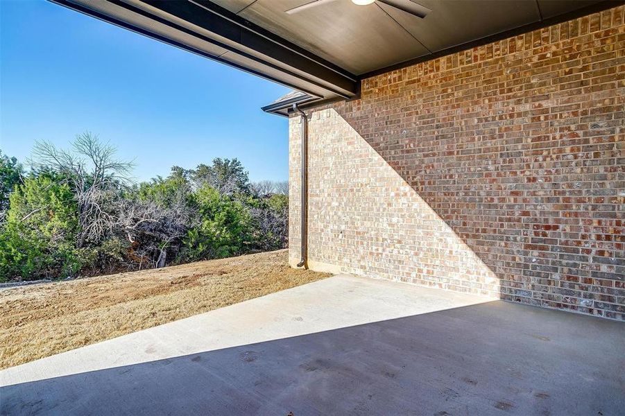 Covered back patio with privacy