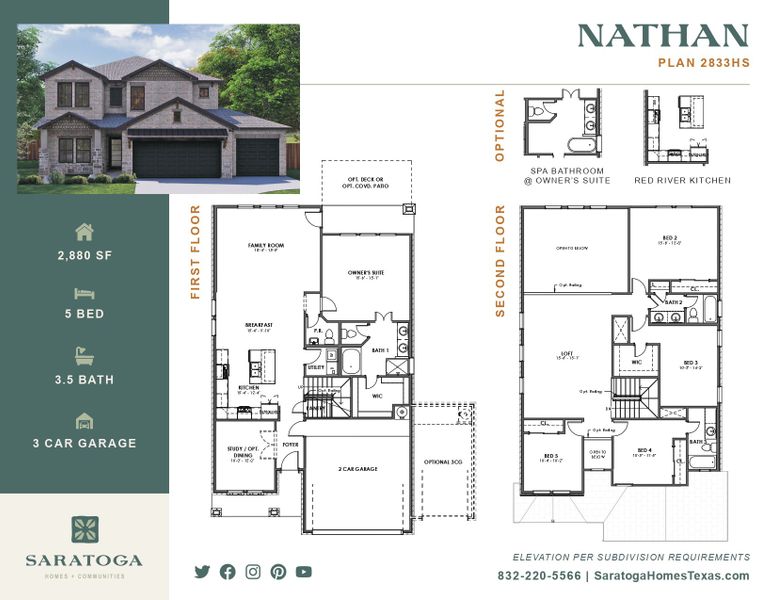 2D floor plan layout for the Nathan 2833HS3CG by Saratoga Homes in Creekhaven, Iowa Colony, TX (Image 3). 2D floor plan layout for the Nathan 2833HS3CG by Saratoga Homes in Creekhaven, Iowa Colony, TX (Image 3).