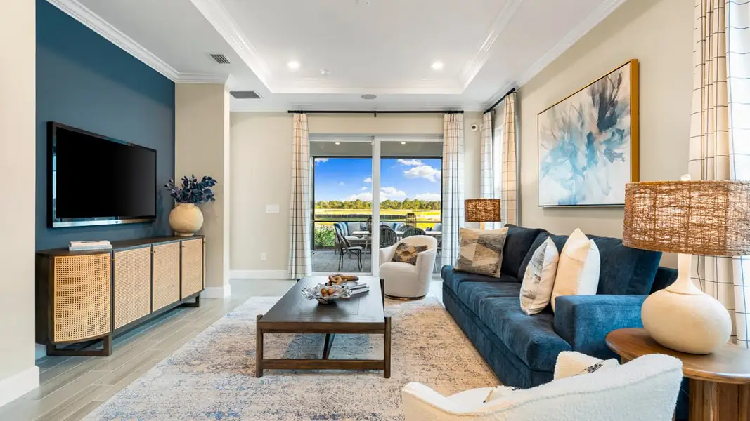 Furnished interior view inside a new home in Esplanade at Starling, Punta Gorda (Image 4). Furnished interior view inside a new home in Esplanade at Starling, Punta Gorda (Image 4).