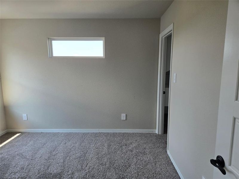 Empty room featuring carpet flooring and baseboards