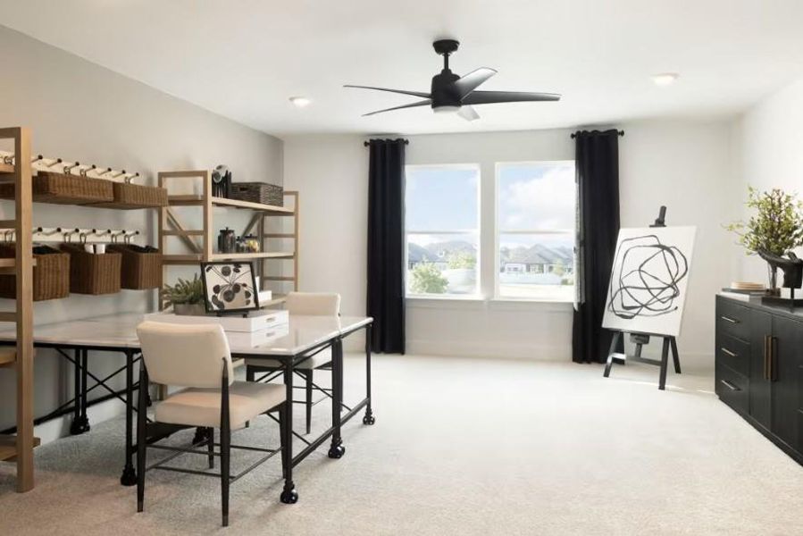 Photo of Pulte model home with same floor plan, not of actual home listed.