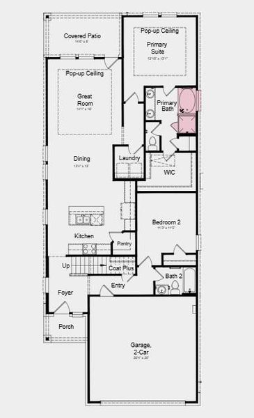 Additional highlights include: 12" pop-up ceiling in gathering room, open stair railing and soaking tub in primary suite. Additional highlights include: 12" pop-up ceiling in gathering room, open stair railing and soaking tub in primary suite.