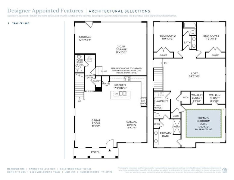 2D floor plan layout of this home in Meadowlark, Murfreesboro, TN (Image 4). 2D floor plan layout of this home in Meadowlark, Murfreesboro, TN (Image 4).
