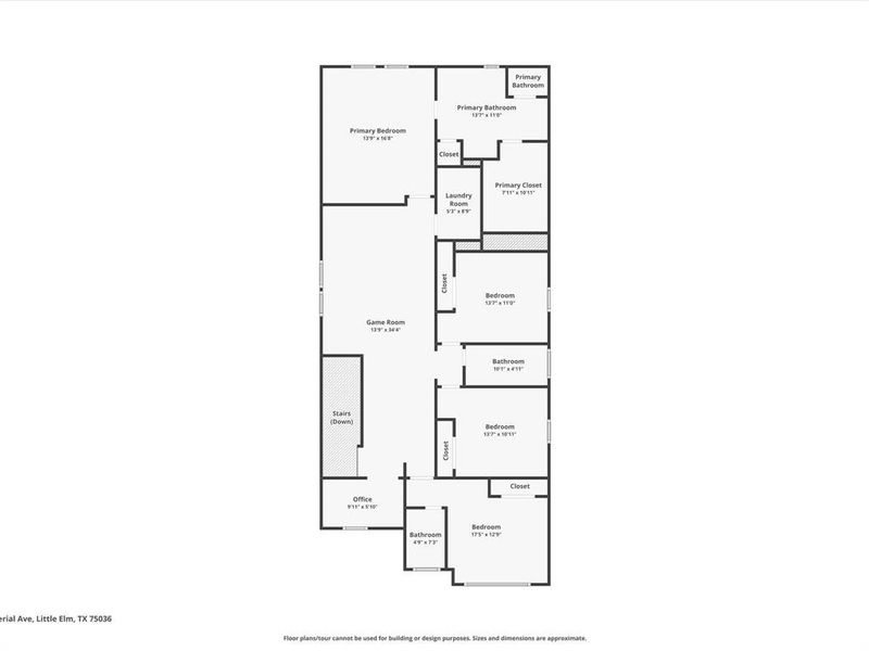 2D floor plan layout of this home in Royal Court, Little Elm, TX (Image 4).