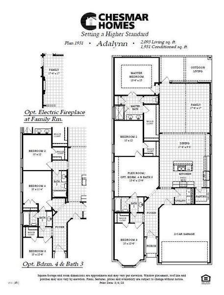 A detailed layout illustrates a modern single-story floor plan with multiple bedrooms and open living areas.
