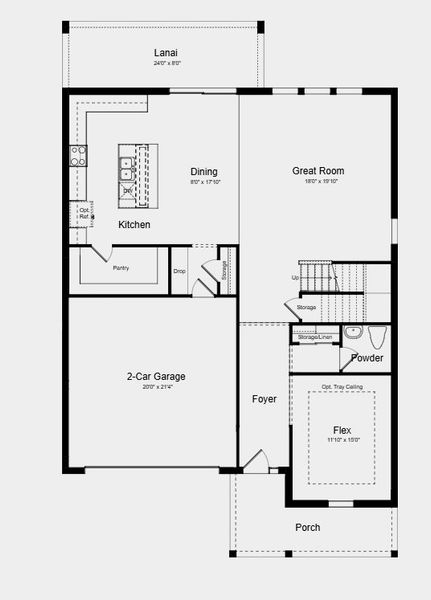 2D floor plan layout for the Monterey by Taylor Morrison in Windward Preserve, Cocoa, FL (Image 4).