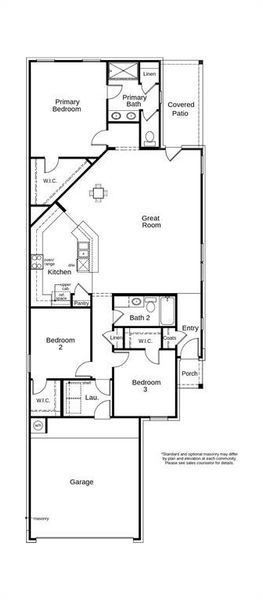 This floor plan features 3 bedrooms, 2 full baths and over 1,500 square feet of living space.