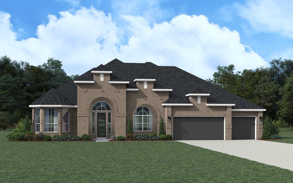 Representative exterior photo of a completed home built from the Lancashire 100′ by Chesmar Homes in Potranco Oaks, San Antonio, TX (Image 19). Representative exterior photo of a completed home built from the Lancashire 100′ by Chesmar Homes in Potranco Oaks, San Antonio, TX (Image 19).