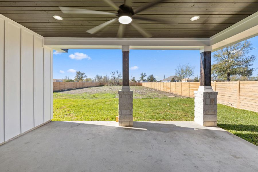 Exterior details and patio area of a home in , Dale (Image 4).