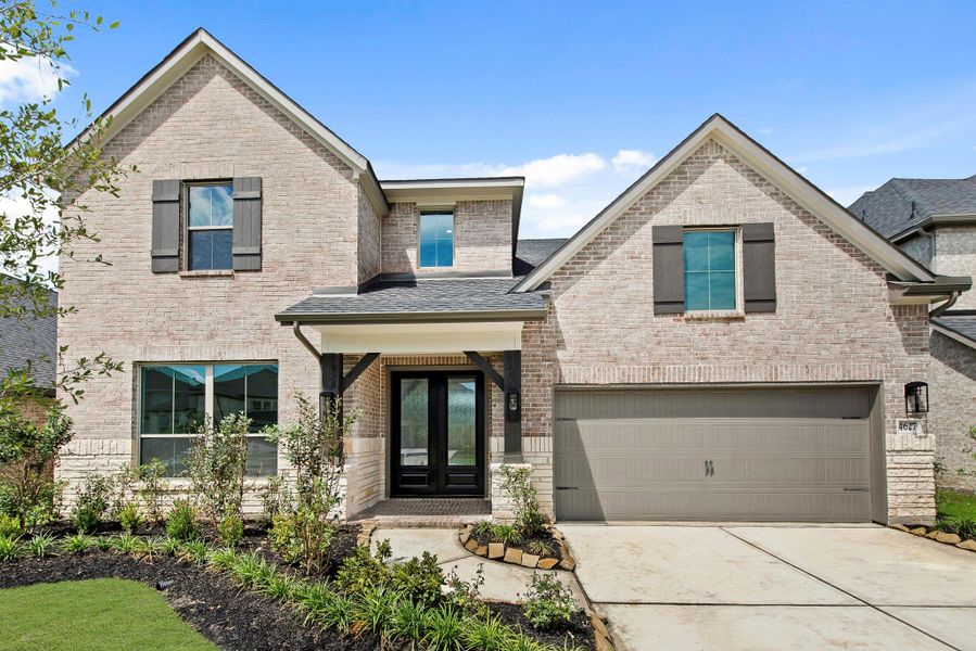 MOVE IN READY!! Westin Homes NEW Construction (Wimberly II, Elevation B) Two Story. 4 bedrooms, 3.5 baths. Green grass added to enhance photo.